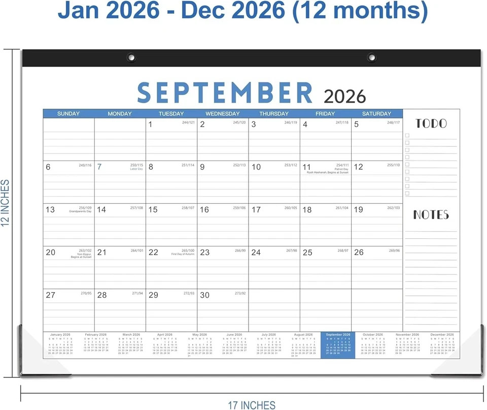 2026 Desk Calendar, 17″ x 12″ Calendar 2026, JAN x 12″, Colorful