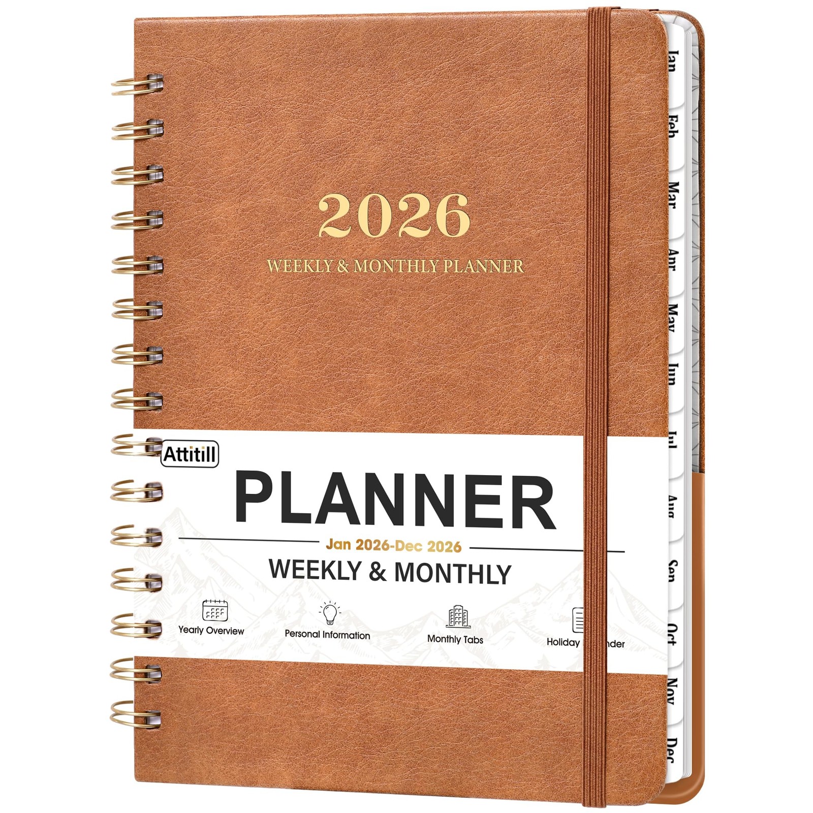 2026 Planner – 2026 Weekly and Monthly, Jan. 5.75″ x 8.25″, Brown