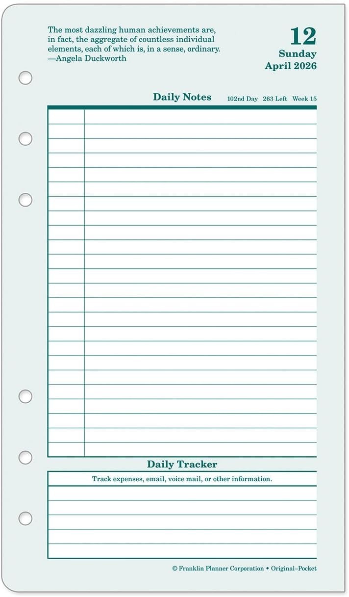 2026 Planner Refill | Polyurethane Cover, 3.5 X 6 Inches