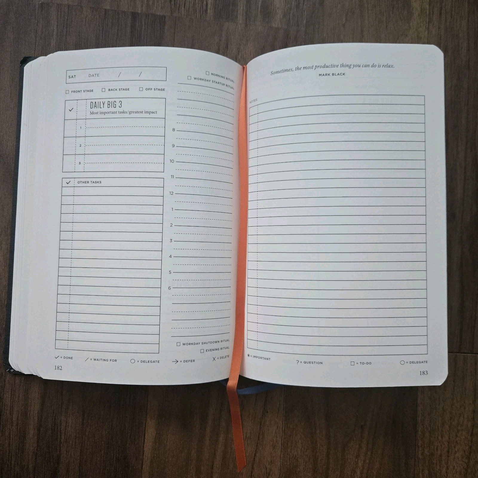 Full Focus Planner Hardcover Planner Organizer Notebook, Black Keepsake Pocket