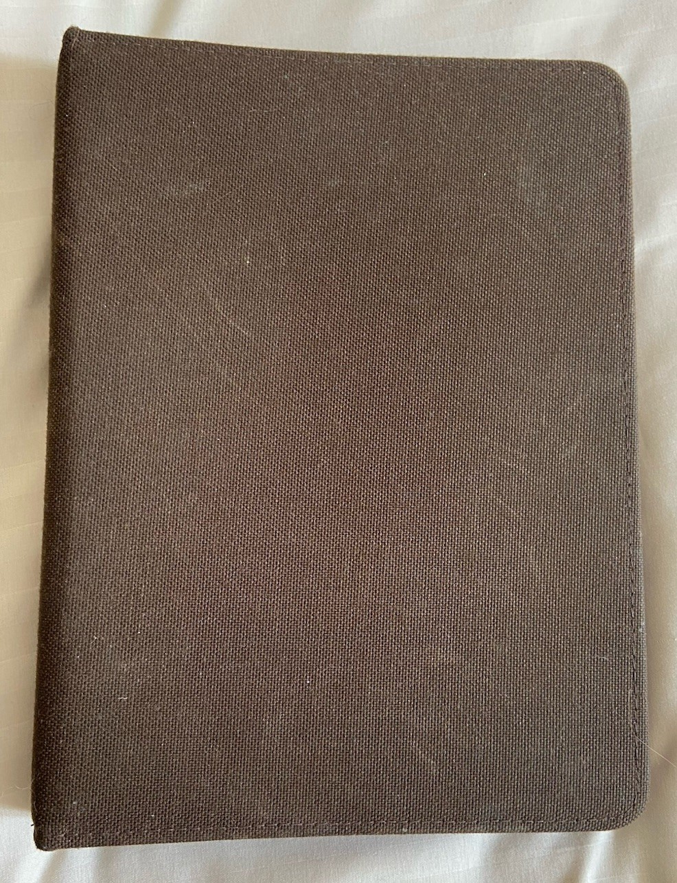 Vintage Brown Fabric Day Timer 7 Ring Classic Planner Binder Open Organizer