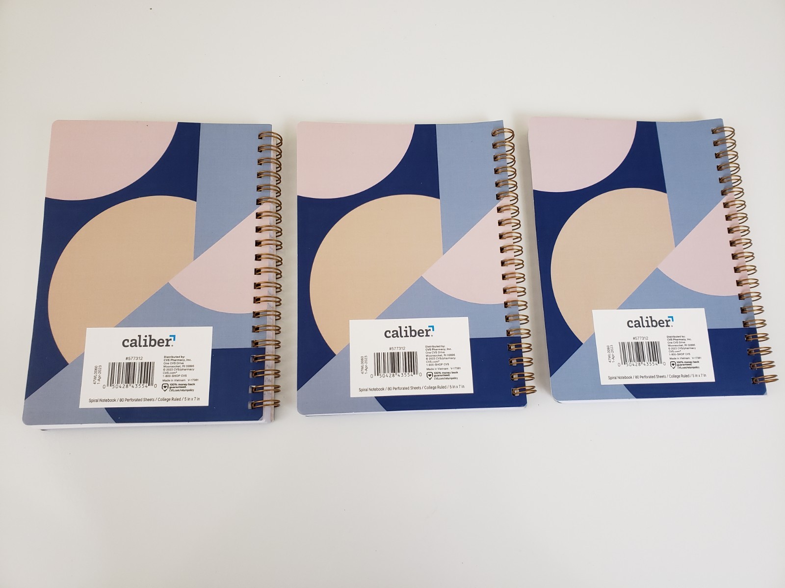 Journal Spiral Notebook Lined 5″x7″ 80 Sheets College Ruled Tear Out Pages Lot 3