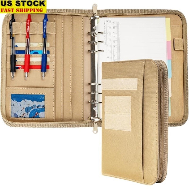 Tactical Padfolio Binder Zipper Loose-Leaf Paper Organizer Military Grade Design