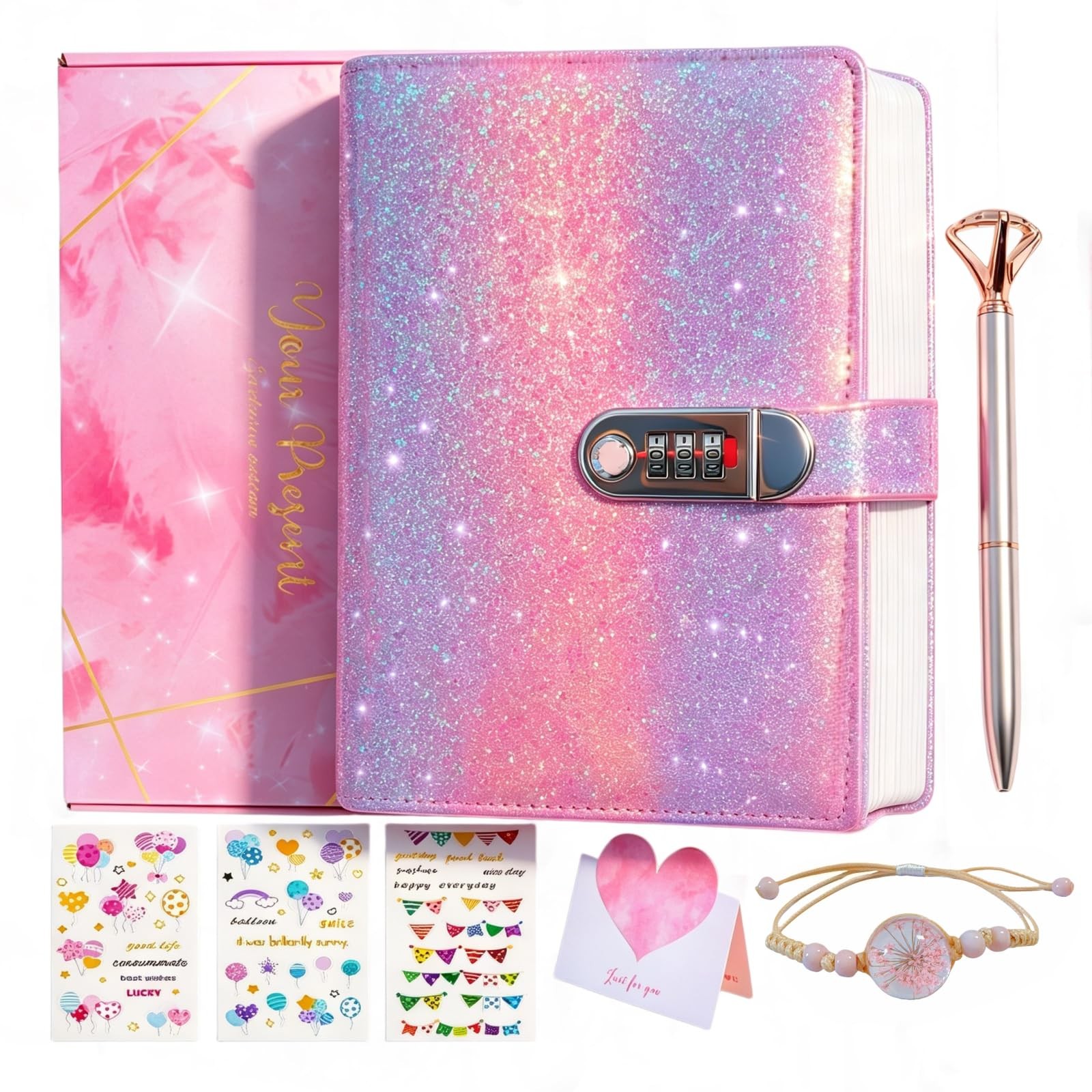 Diary with Lock for Girls A5 Size 8×6 Inches – Ideal Birthday Gift Set
