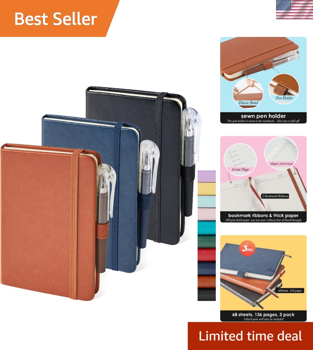 Stylish Pocket Notepad Set with Elastic Closure – Perfect for Travel & Work