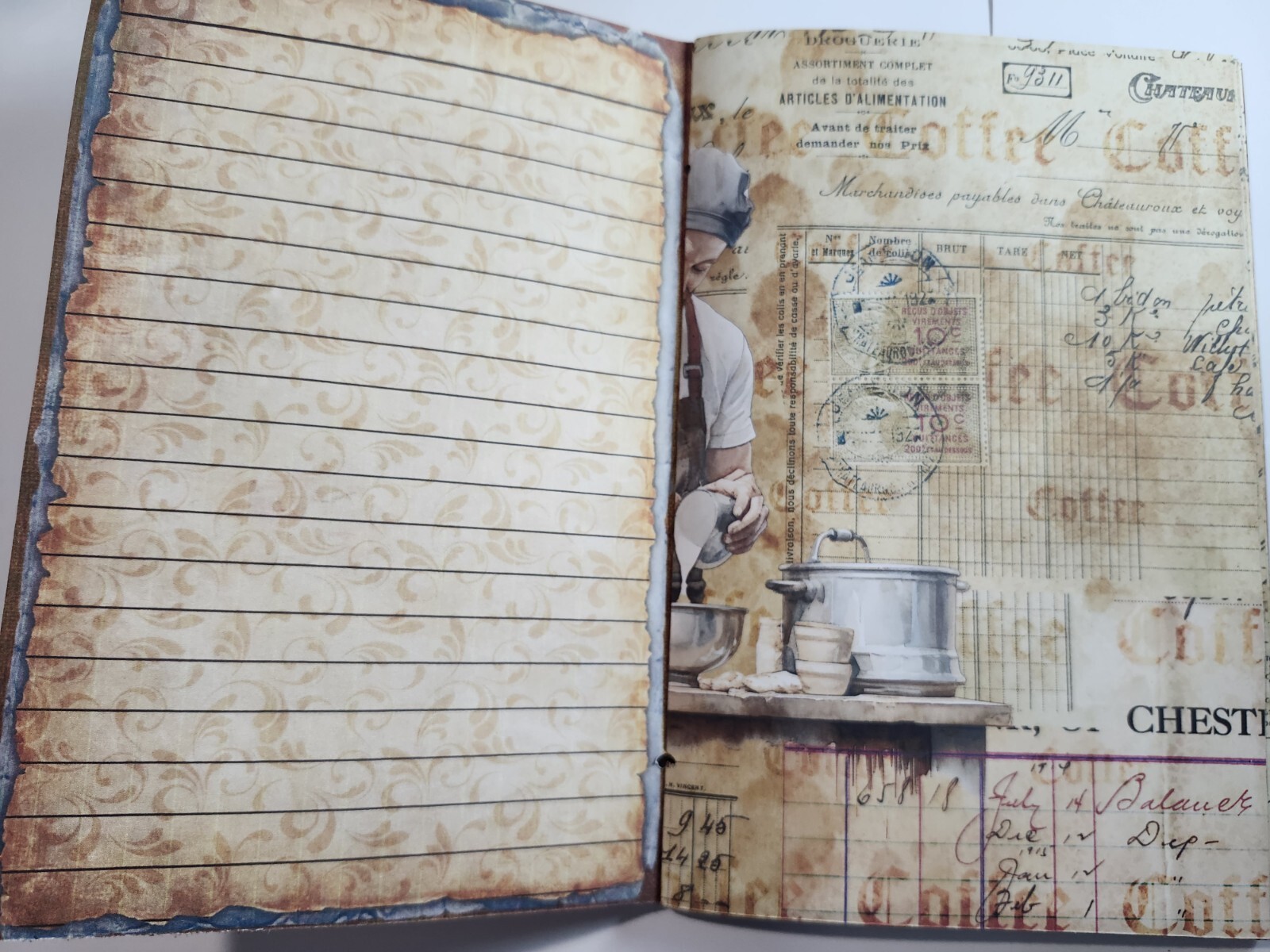 Junk Journal Booklet “COFFEE TIME” HANDMADE Cards, Pockets, Ephemera + more!