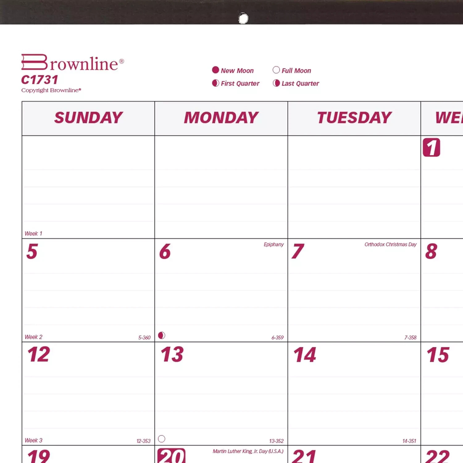 2024 Calendar Home Office Monthly Desk Pad Calendar 17″x22″ Brownline C1731-24