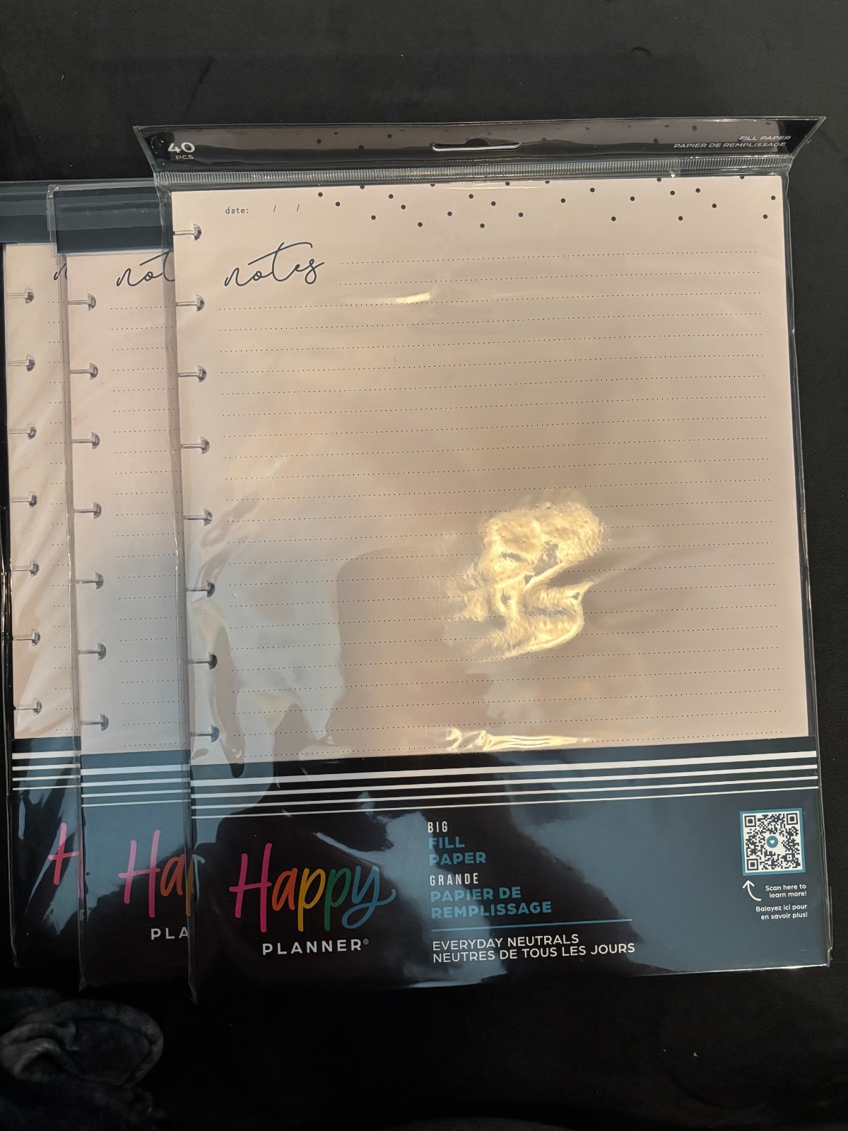 Happy Planner Filler Paper, BIG size, Notes – lot of 3 pks, NEW