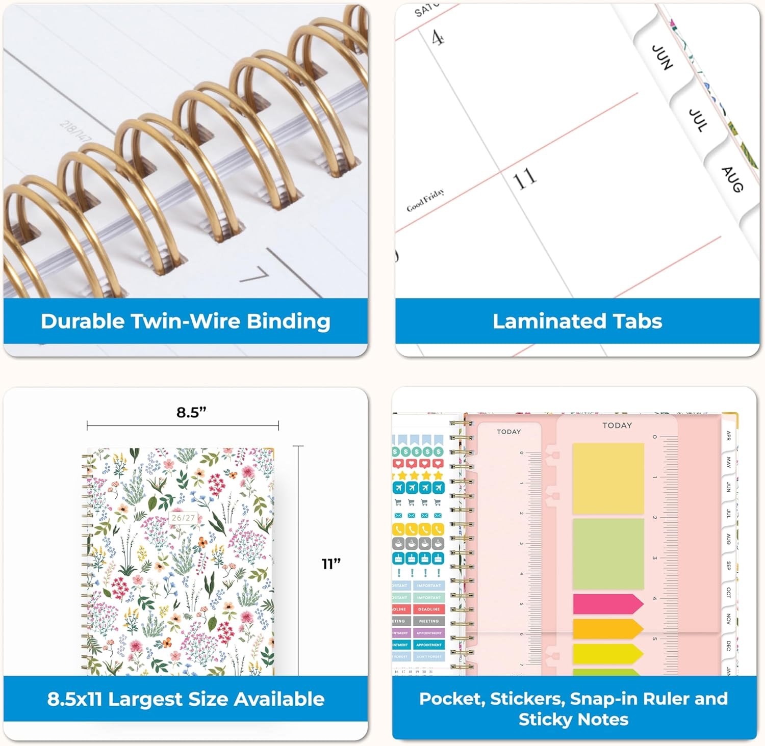 Blue Sky 15 Month 2026-2027 Weekly/Monthly Academic Planner Calendar Hard Cover
