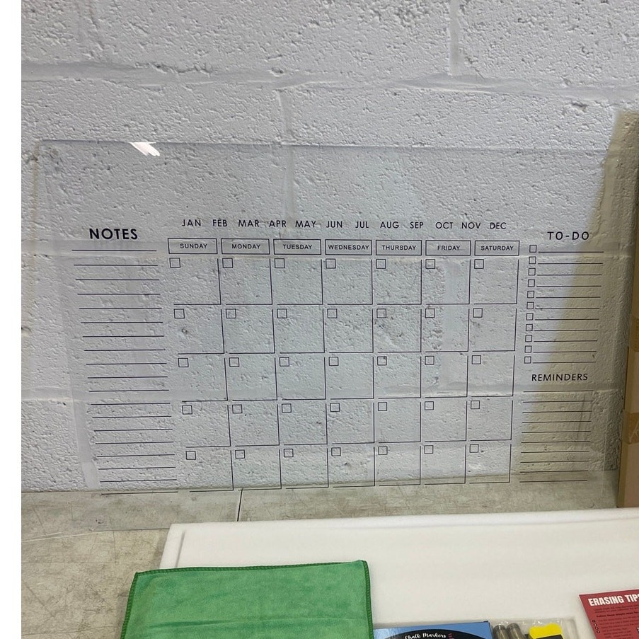 Guardmate Monthly Calendar Acrylic Dry-Erase Board 28″ x 20″ Wall-Mount &Markers