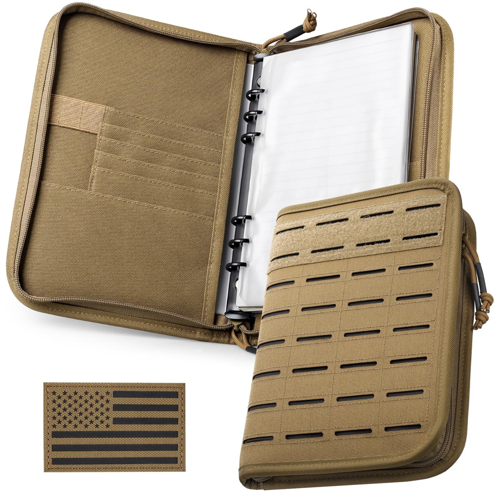 Pitozer All-in-One Tactical Notebook Padfolio A5+(7.3 x 10 Inches), Khaki