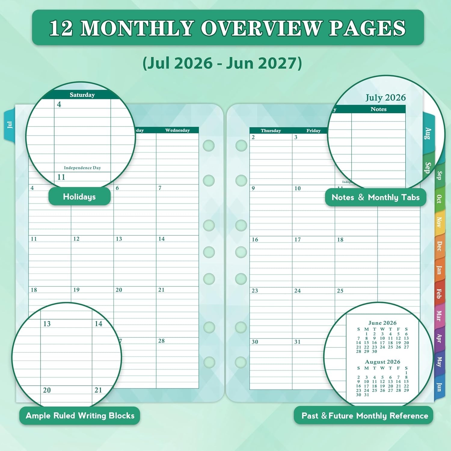 Inspire Daily Productivity with 2026-2027 Two Pages per Day A5 Planner Refills
