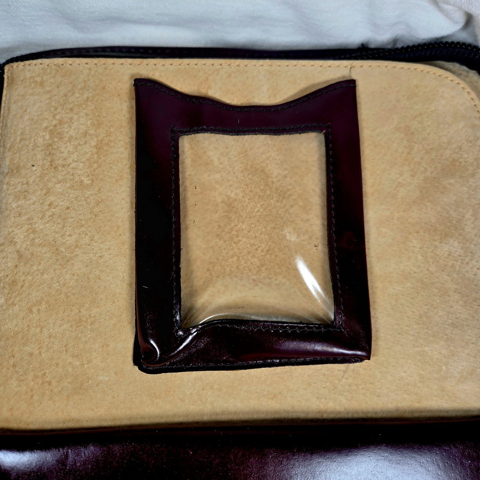 VTG Burgundy Genuine Top Grain Leather Portfolio Organizer Binder 14×10.5″ YKK Z
