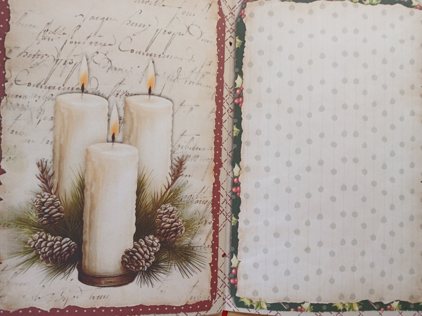 Junk Journal Blank Booklet “HOLLY JOLLY CHRISTMAS ” Lg 8.5″x5.5″ 40pgs