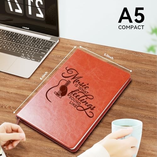 LBWCER Music is What Feelings Sound Like Leather Journal Notebook