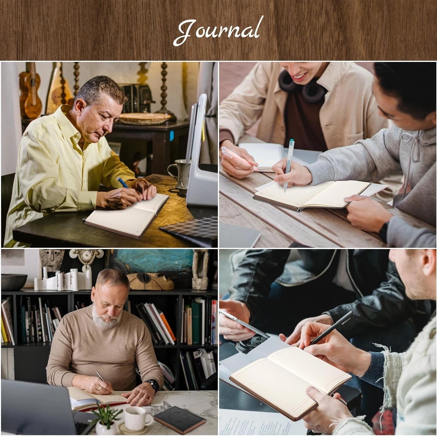 CAGIE Lined Journal for Men Soft Cover Leather Notebook 180 Pages 5.7″ x 8.3″ Bl