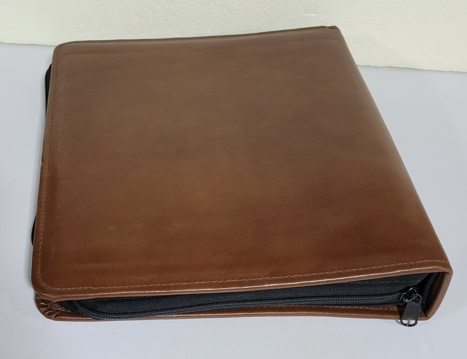 VTG Koloman Handler Brown Leather 7 Ring Binder Zip Close Franklin Quest Inserts