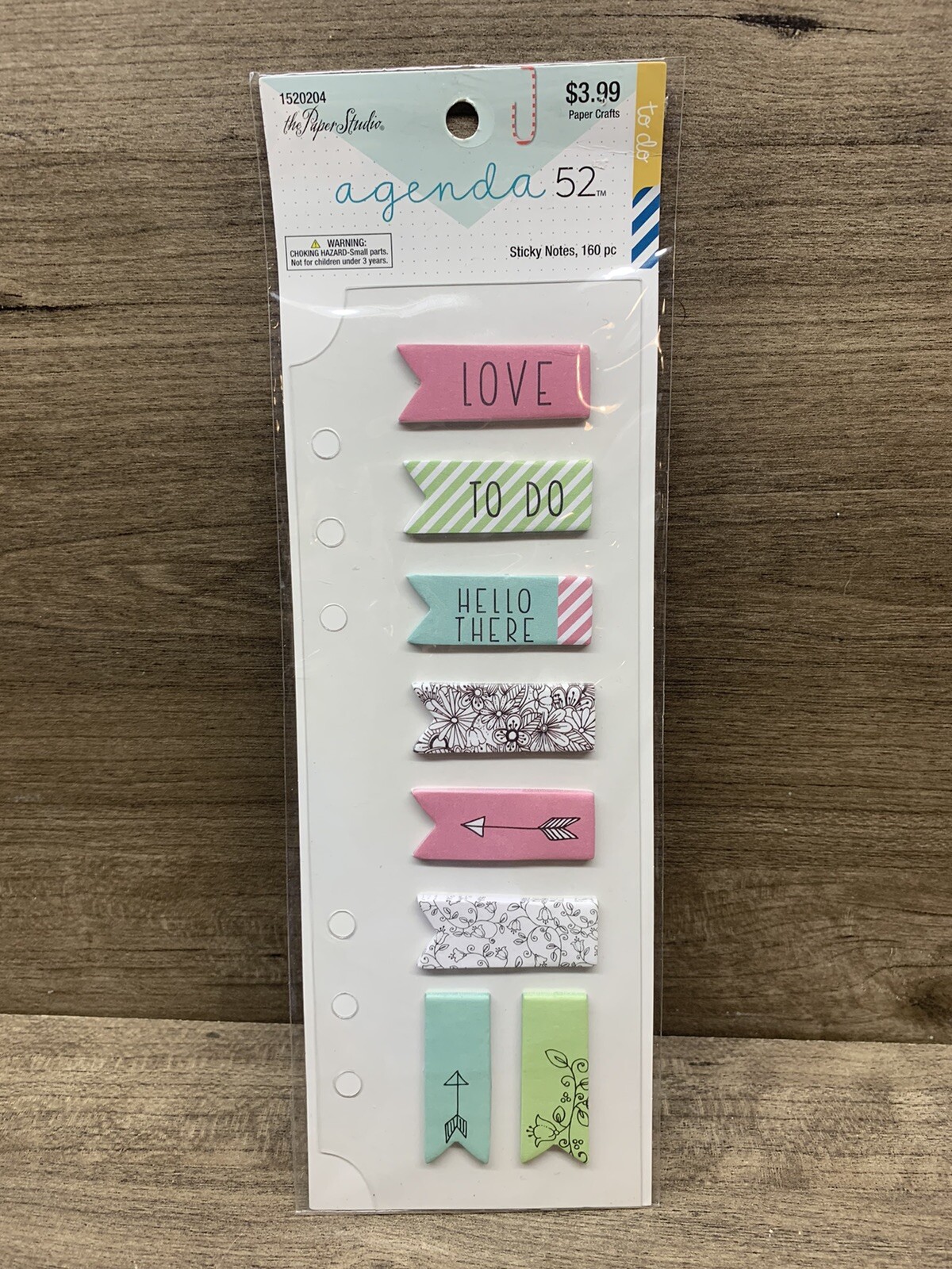 NEW Paper Studio Agenda 52 Sticky Notes, 8 Color Designs, 160 Piece – 1520204