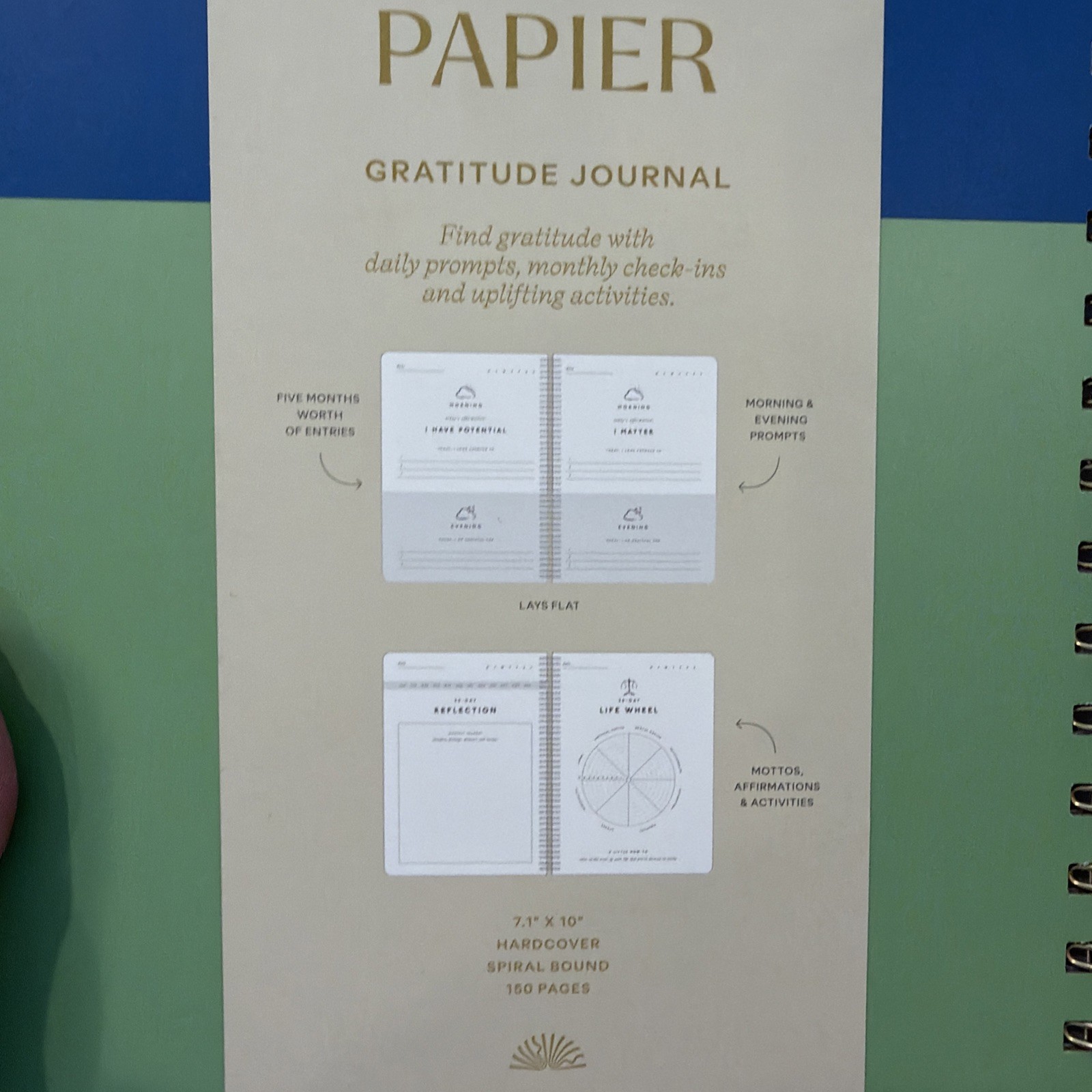 Papier Gratitude Journal Mental Health Wellness Notebook 9.8”x7.4” 192 Pgs NWT