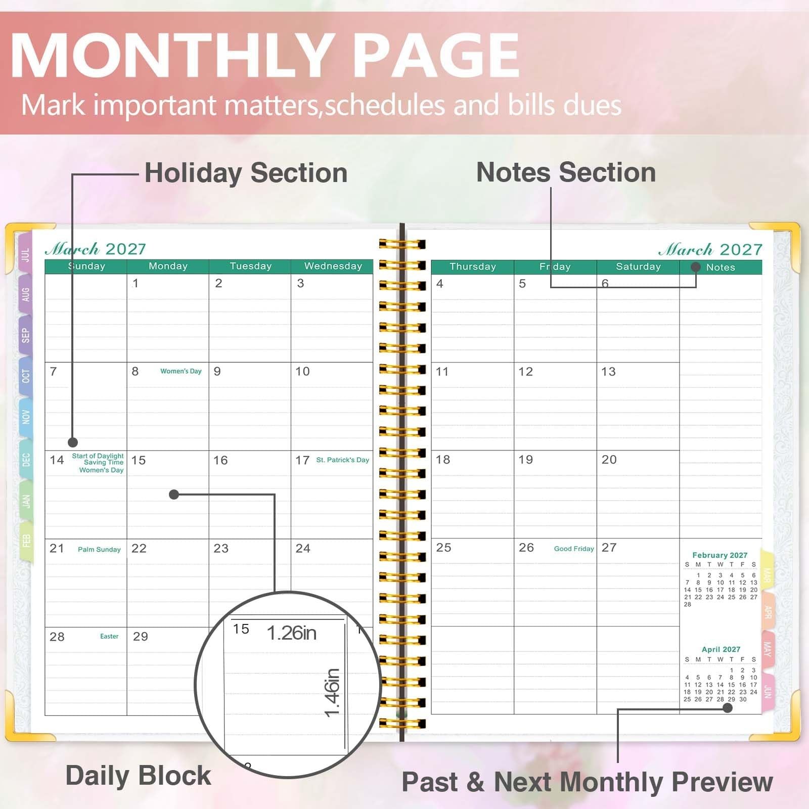 GuassLee Academic Planner 2026-2027 form July 2026 to June 6.1″×8.4″, Yellow