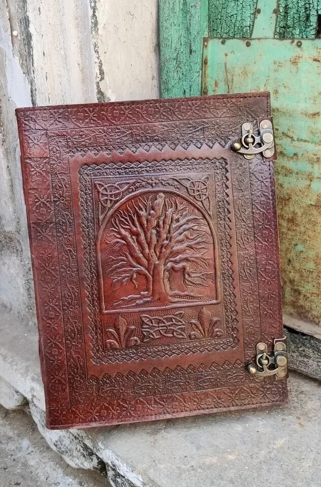 Handmade Leather Journal Tree of Life 200 Page Diary Notebook Office Story Book