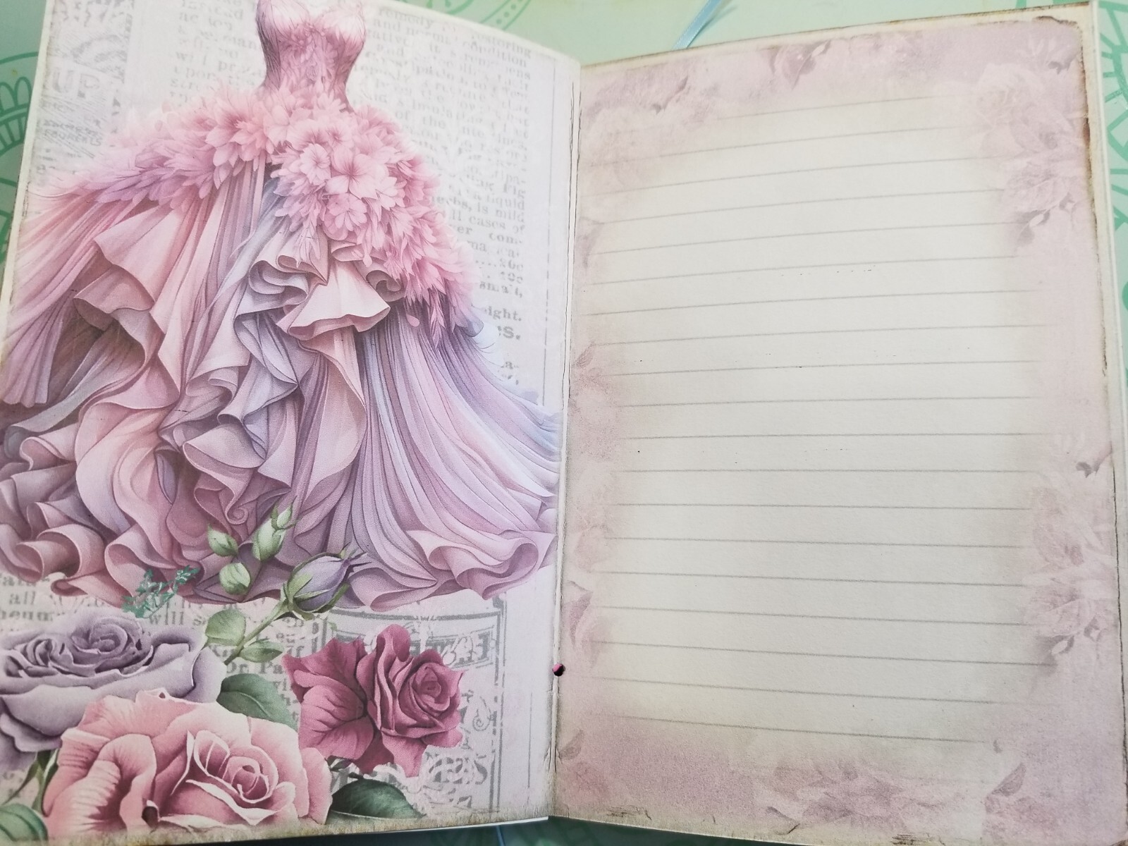 Junk Journal Booklet “VICTORIAN PEACOCK” HANDMADE Cards, Pockets, Ephemera