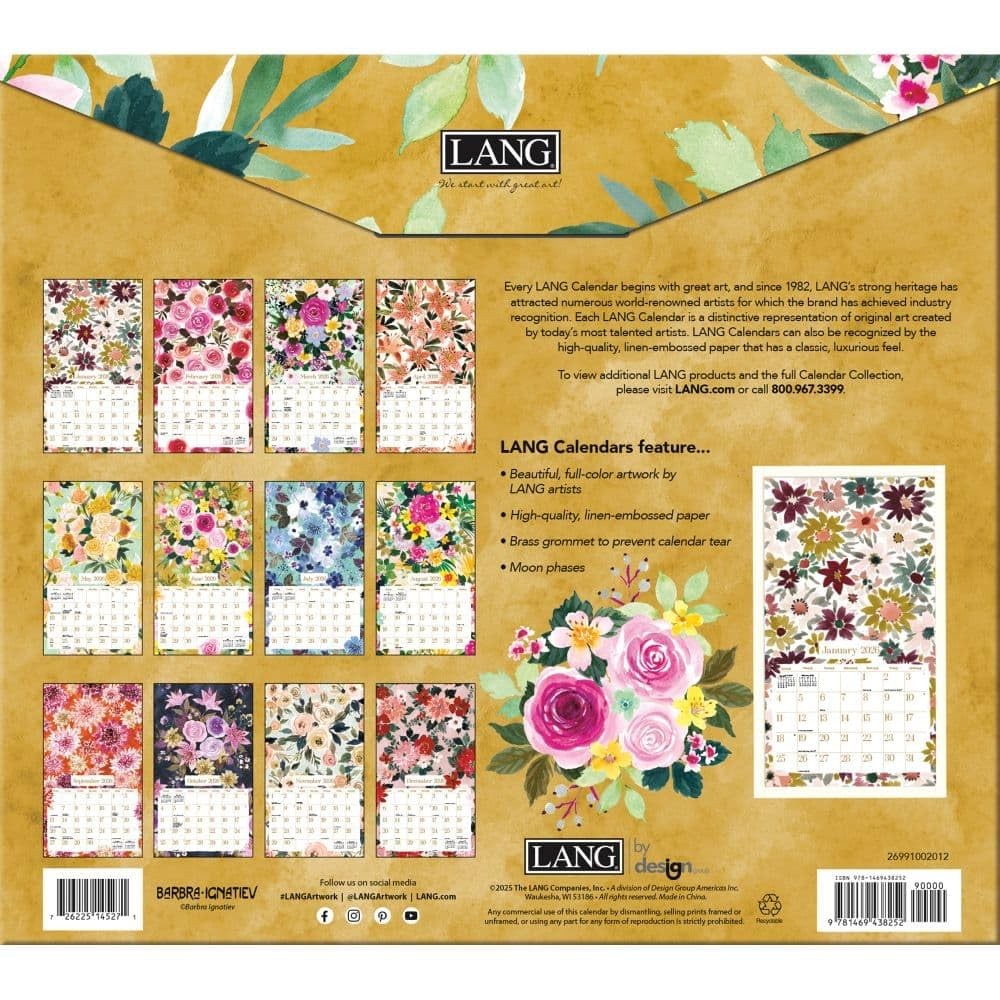 Lang, Wild at Heart 2026 Wall Calendar by Barbra 12.5″W x 0.2″H, 2026