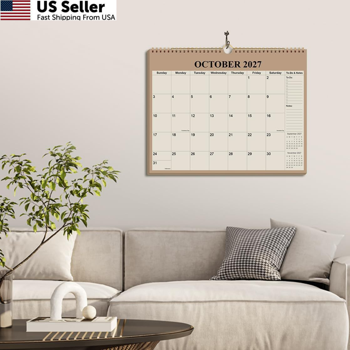 Calendar 2026-2027 – 18 Months Wall from July 2026 12″ x 14.5″, Cyan