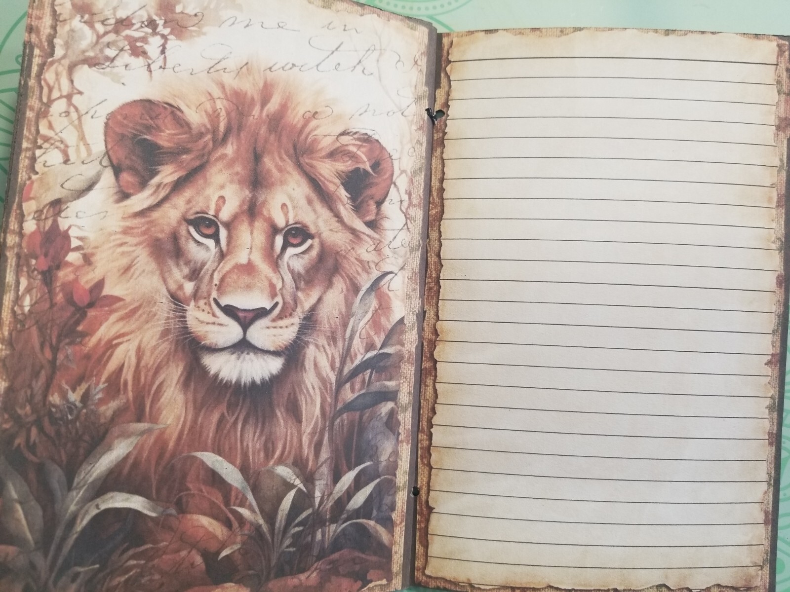Junk Journal Blank Booklet “WILD KINGDOM” Nature HANDMADE LG 8.5″x5.5″ 40pg
