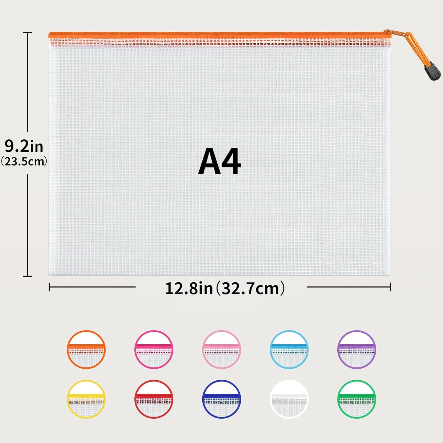 JARLINK A4 Letter Size 24 Pack 10 Colors Zipper Mesh Document Pouch, Mesh Bags f