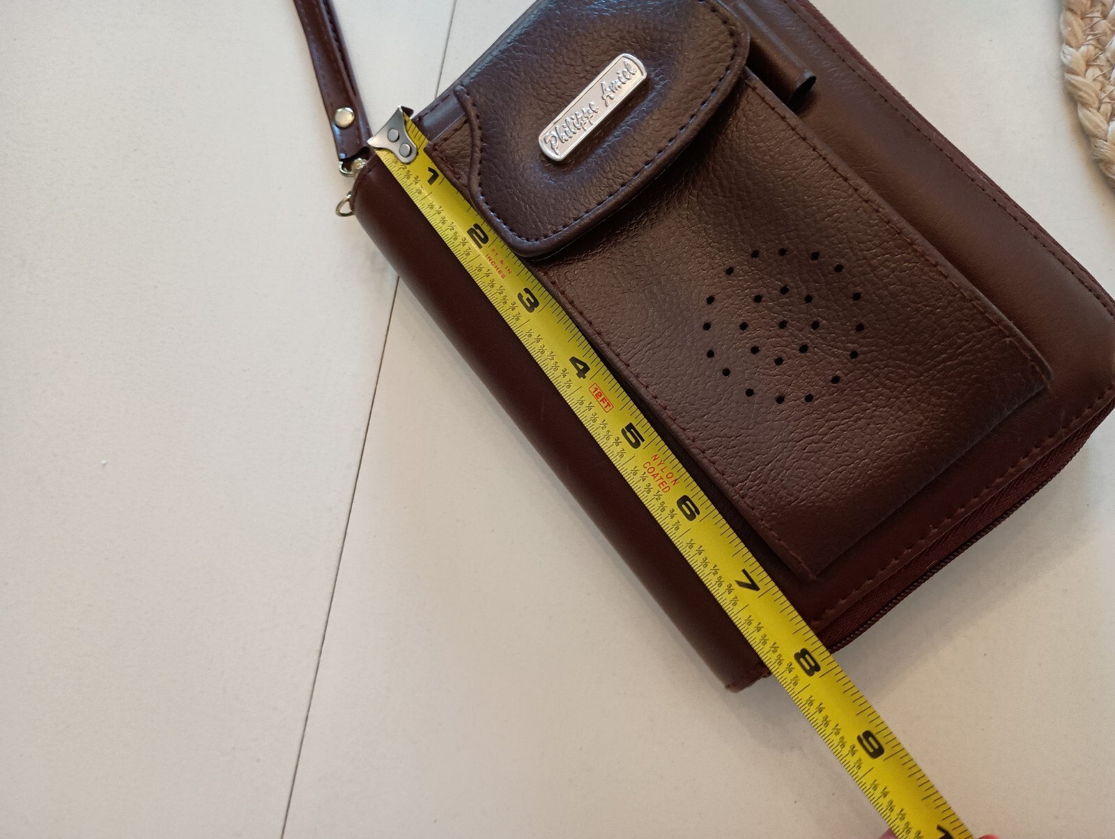 Vtg Philippe Amiel Brown Planner Organizer Calendar Calculator Card Holder Zip