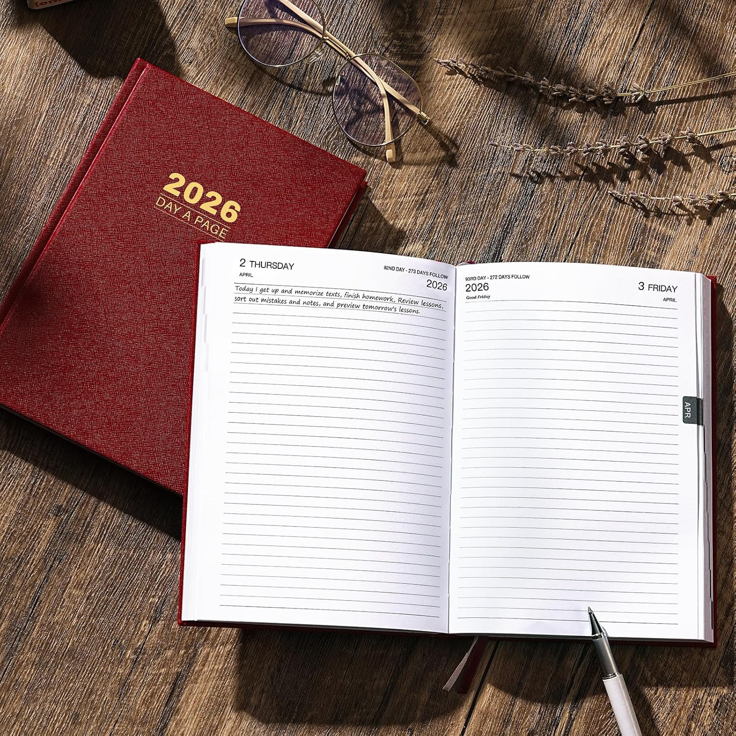 2026 Diary – Diary 2026 Full Page Per Day, Daily Planner 2026, Jan. 2026 – Dec.