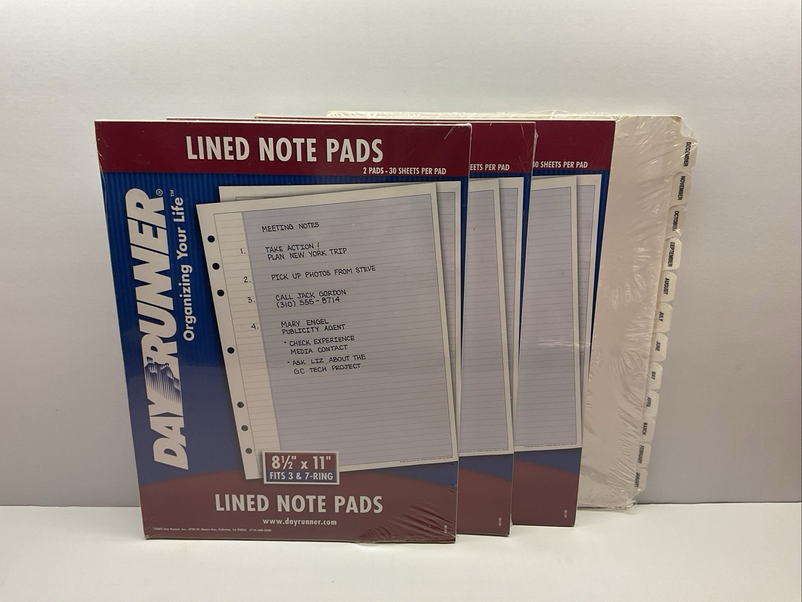 New Lot of Day Runner Lined Note Pads 8 1/2″ x 11″, Fits 3 Ring & 7 Ring