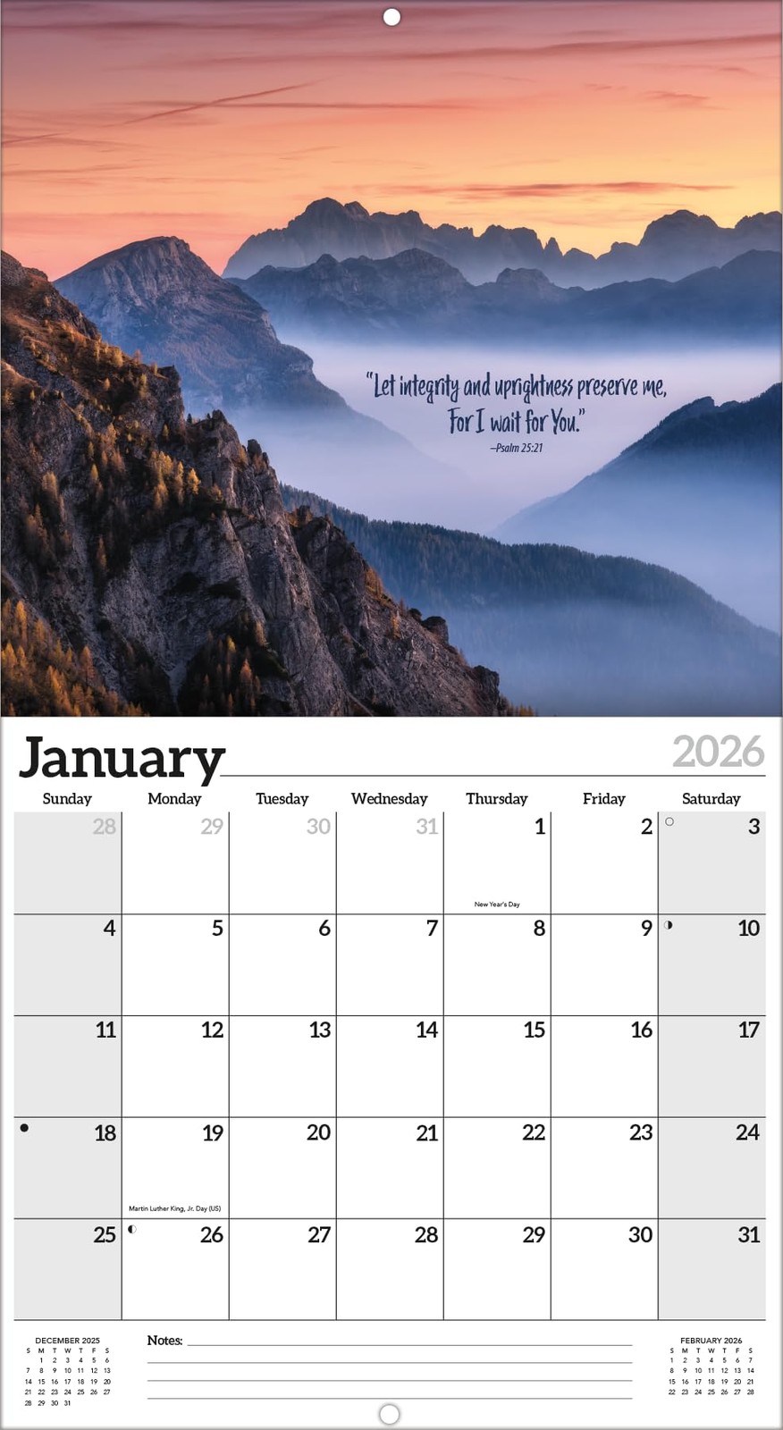 Psalms 2026 Full Size Wall Calendar for Planning, Scheduling, and Organizing