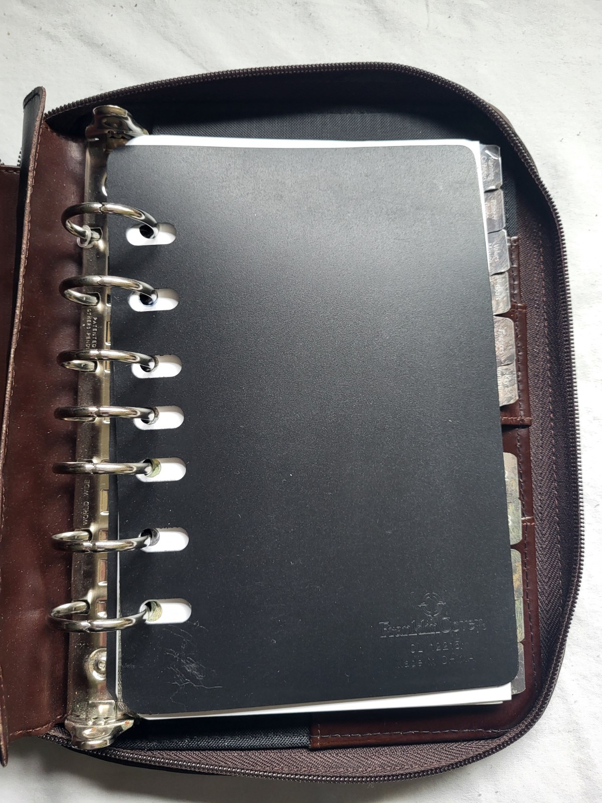 Franklin Covey 7-Ring Classic Zip Planner Office Binder Vintage Brown Leather