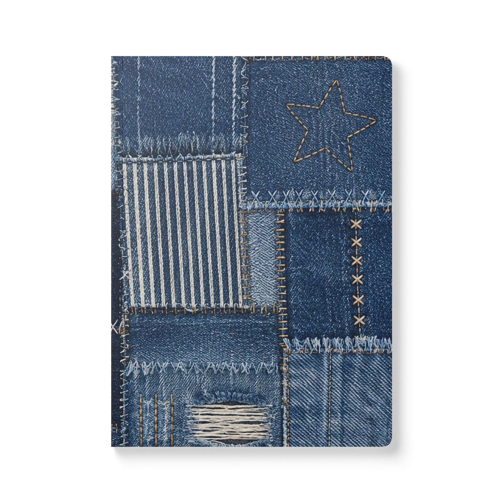 Denim Patchwork Journal | Softcover Notebook with Stitched Heart & Star