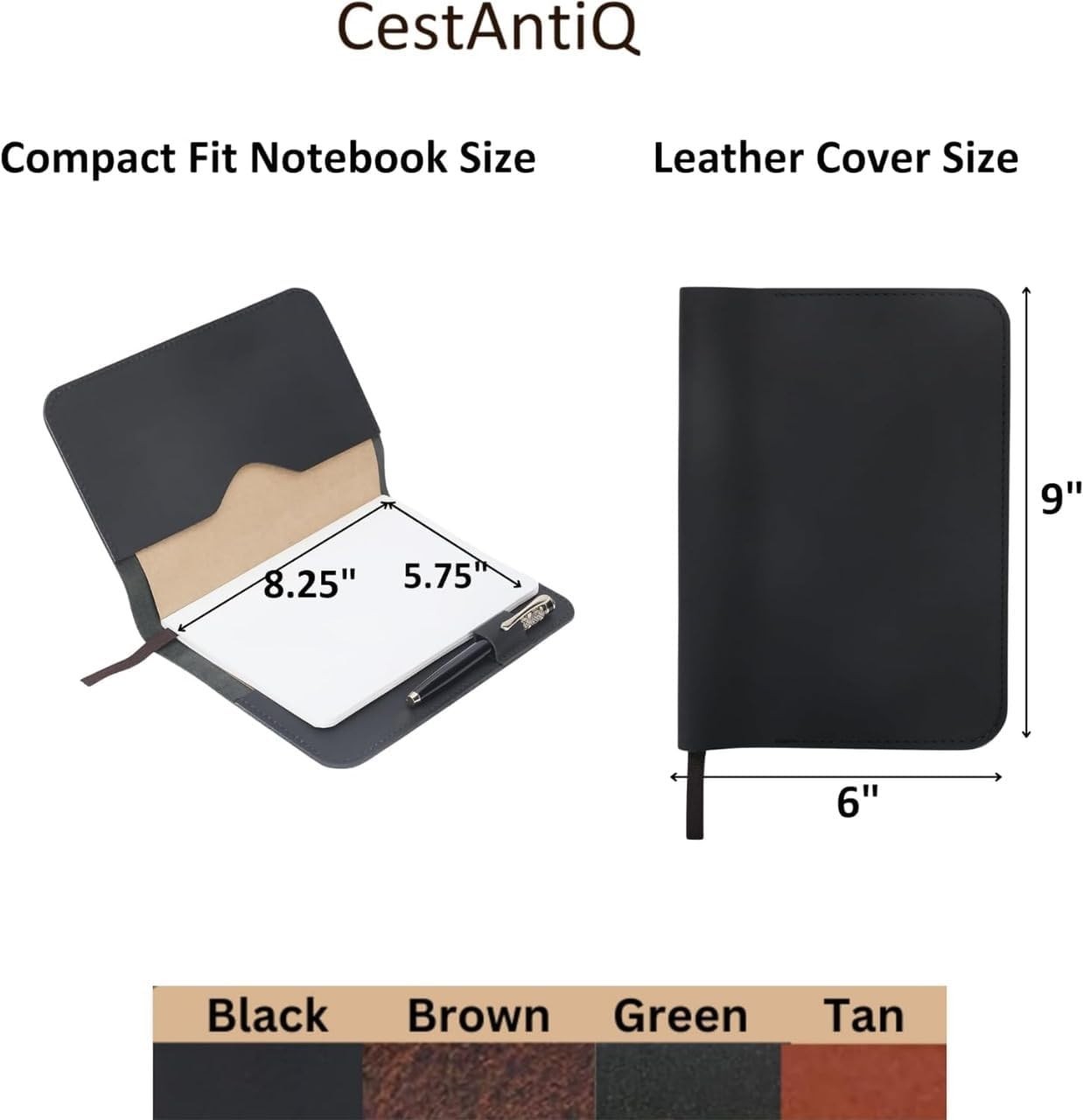 Stylish Refillable A5 Leather Journal Cover – Lightweight Design, 9 x 6 Inches