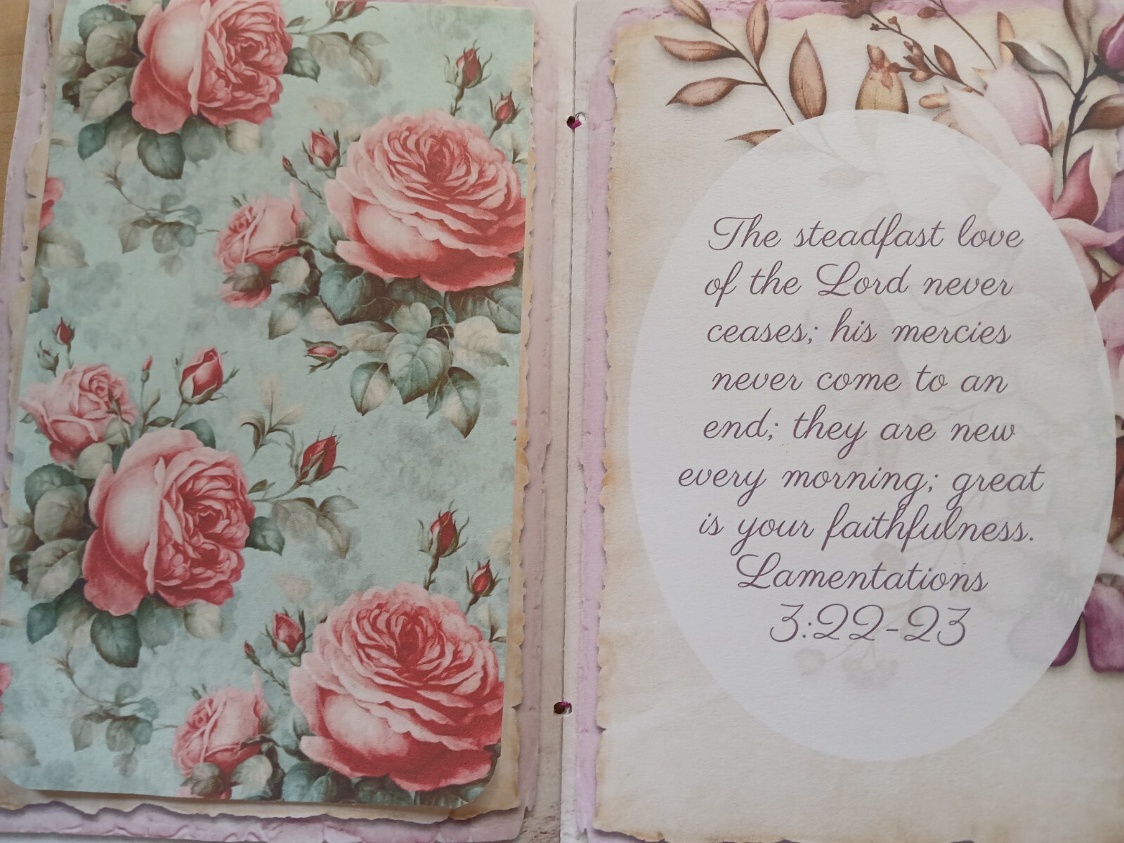 Junk Journal Booklet “Faith” Scripture Quotes Florals Ephemera, Cards, Pockets+