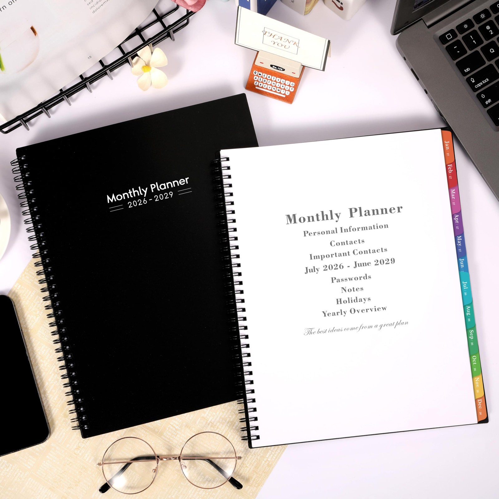 2026-2029 Monthly Planner – 3 Year 9″ x 11″, Black：3