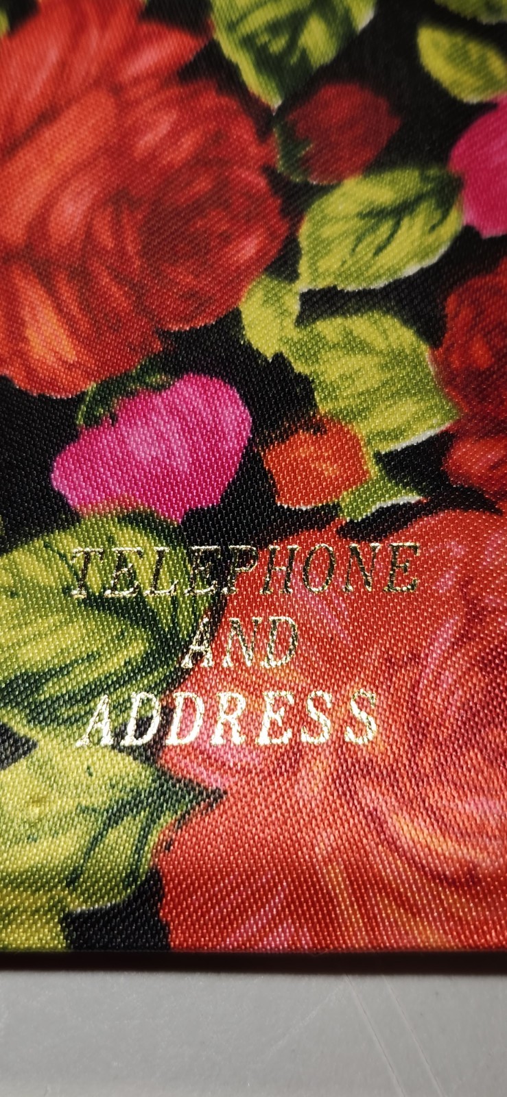 VTG Address & Telephone Book Bold 1960s Red, Orange, Pink Silky Floral Fabric