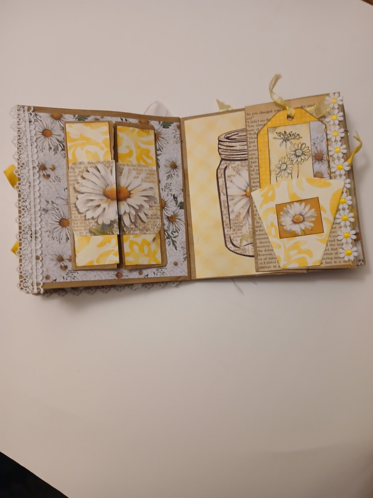 Handmade Daisy Summer Unique Paper Lunch Bag Junk Journal Ooak