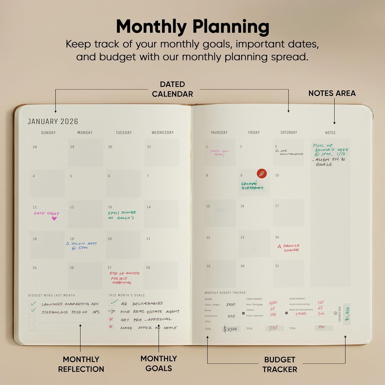 Stylish Brown Hardcover 2026 Planner – 8.5″ x 11″ for Ultimate Productivity