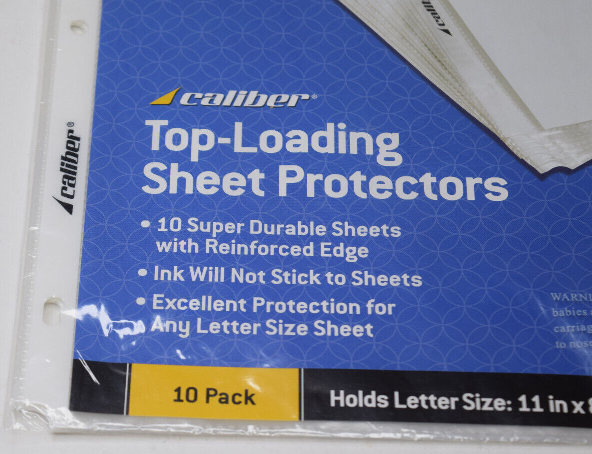 CALIBER Top-Loading Sheet Protectors — 8 1/2″ x 11″ — 10 Count