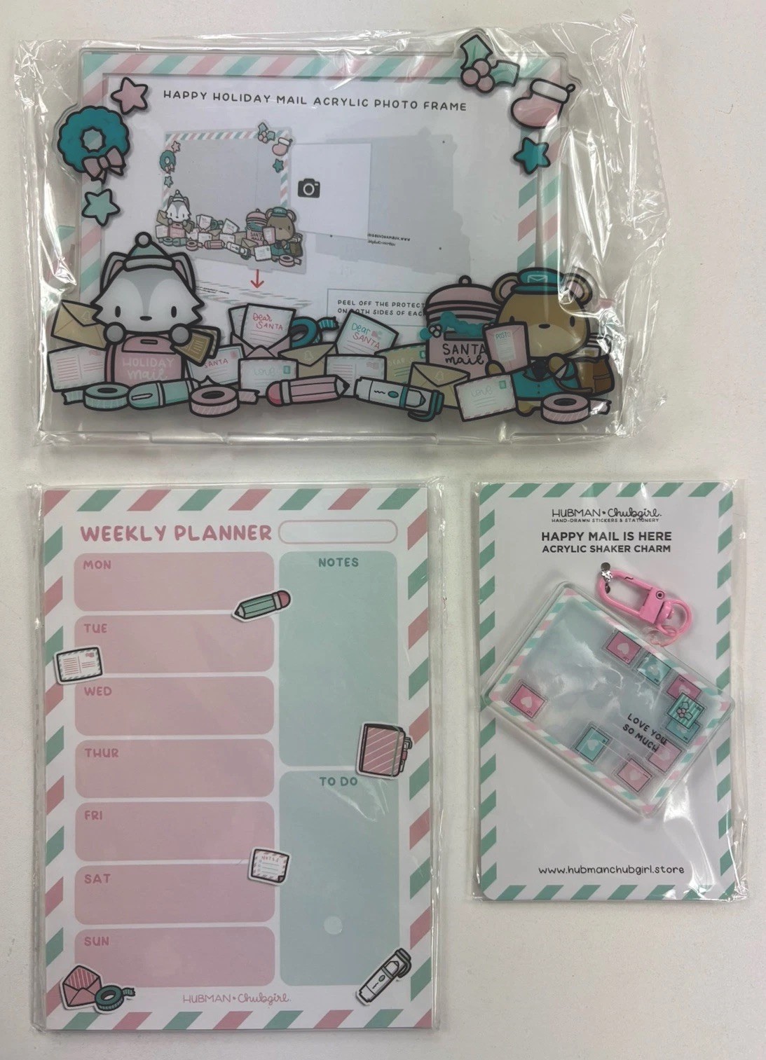 Hubman Chubgirl Happy Mail Acrylic Frame + Shaker Charm + Weekly Planner Pad