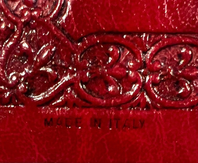Fiorentina Italian Red Leather Journal Sacred Heart Embossed Gold Lined Notebook