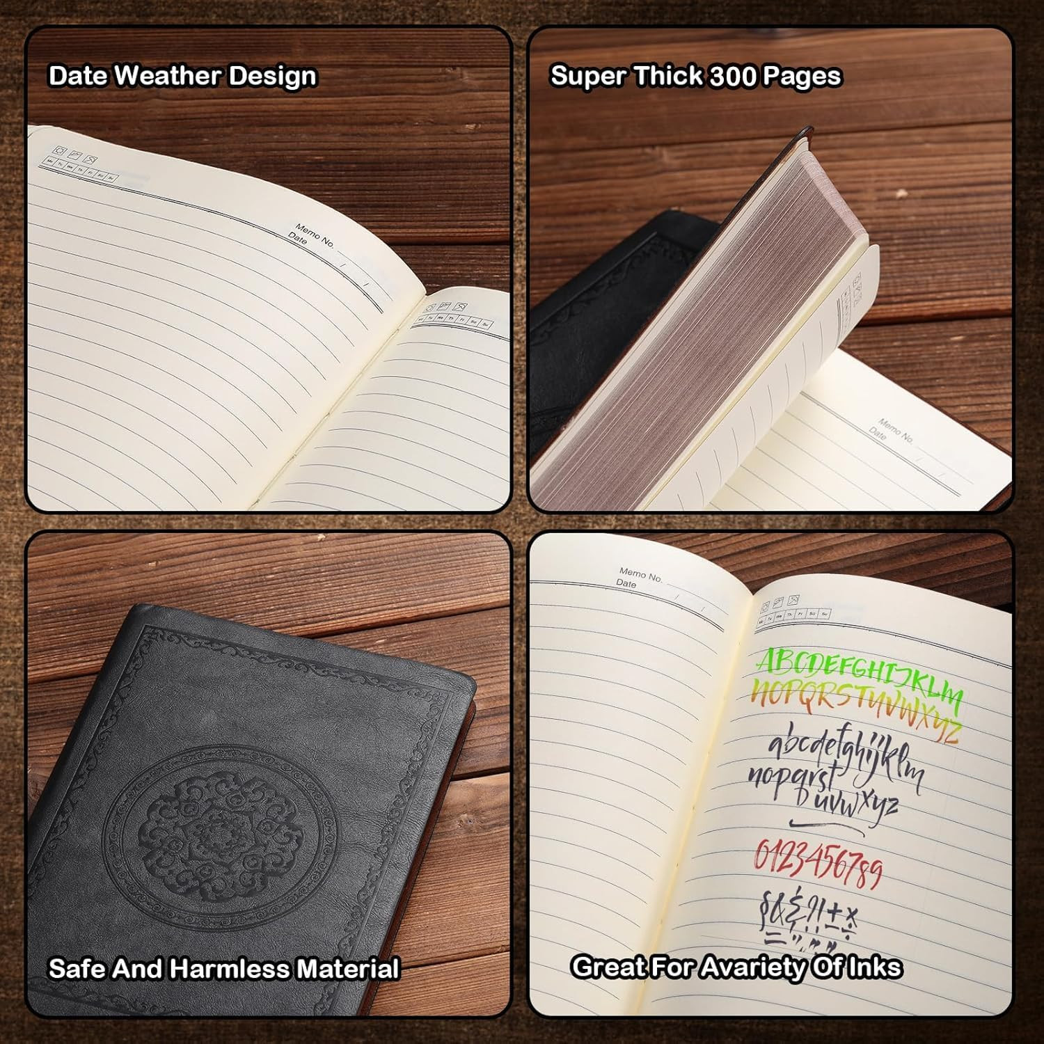 Fetinar Leather Vintage Journal Notebook,300 Pages,Leather Softcover Lined Journ