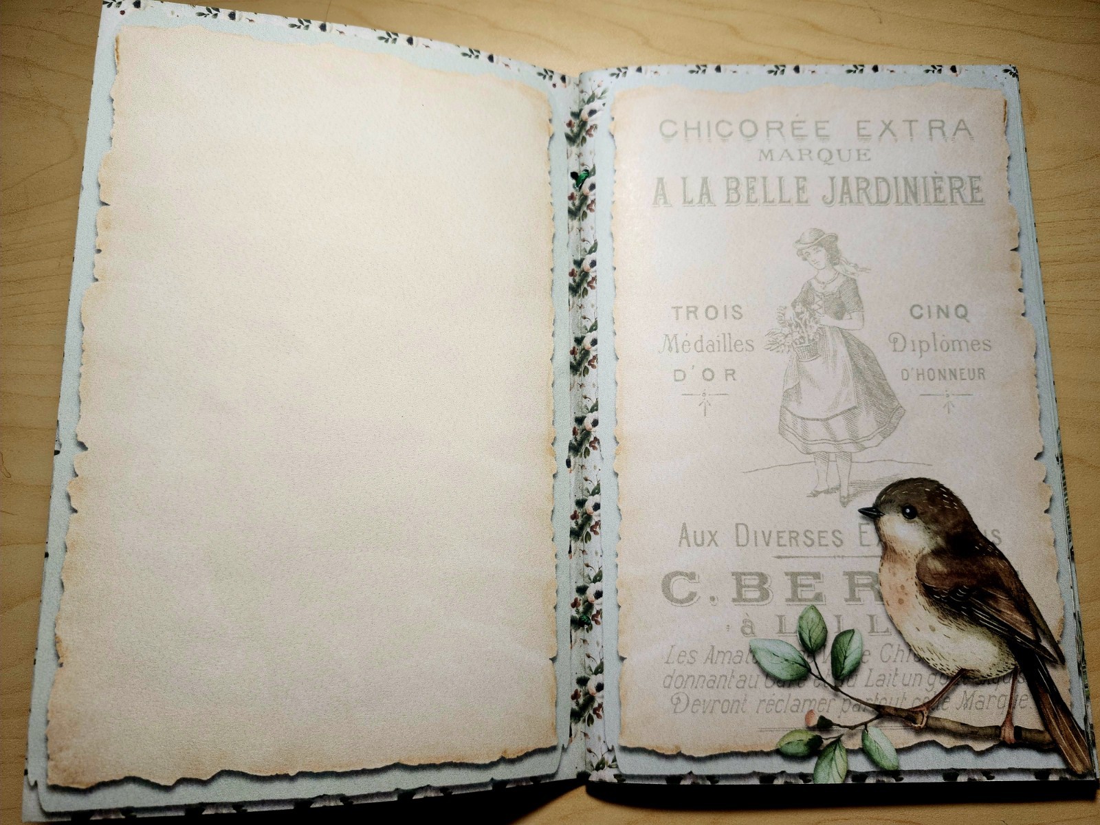 Junk Journal Blank Booklet “WINTER WONDER” Handmade Wildlife Lg 8.5″x5.5″ 40pgs