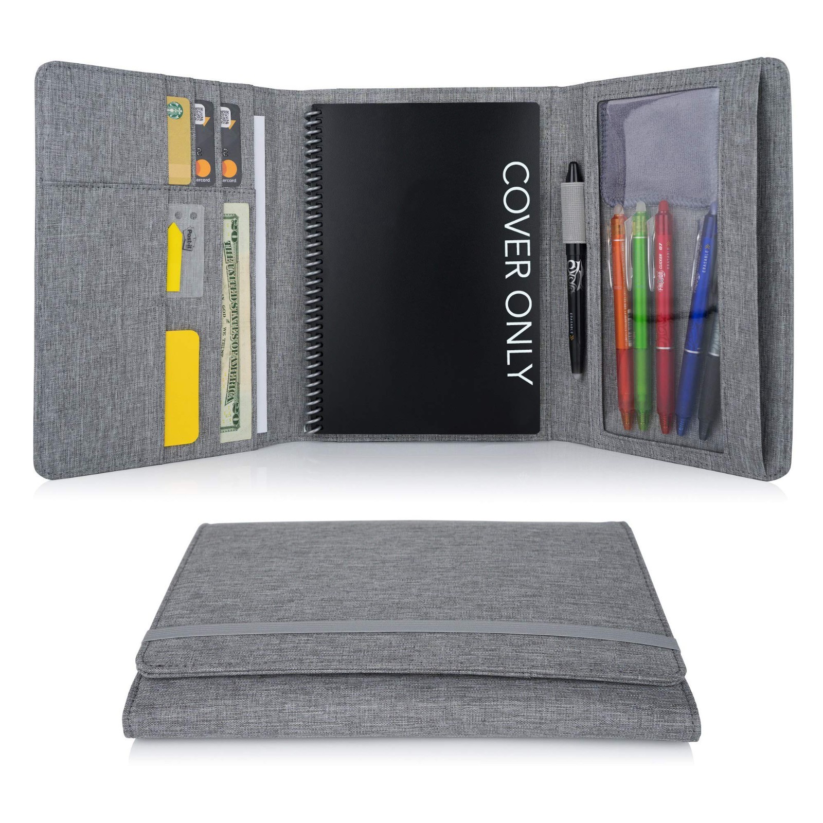 Folio Cover for Rocketbook Fusion & Everlast – Multi Organizer, Waterproof, Gray