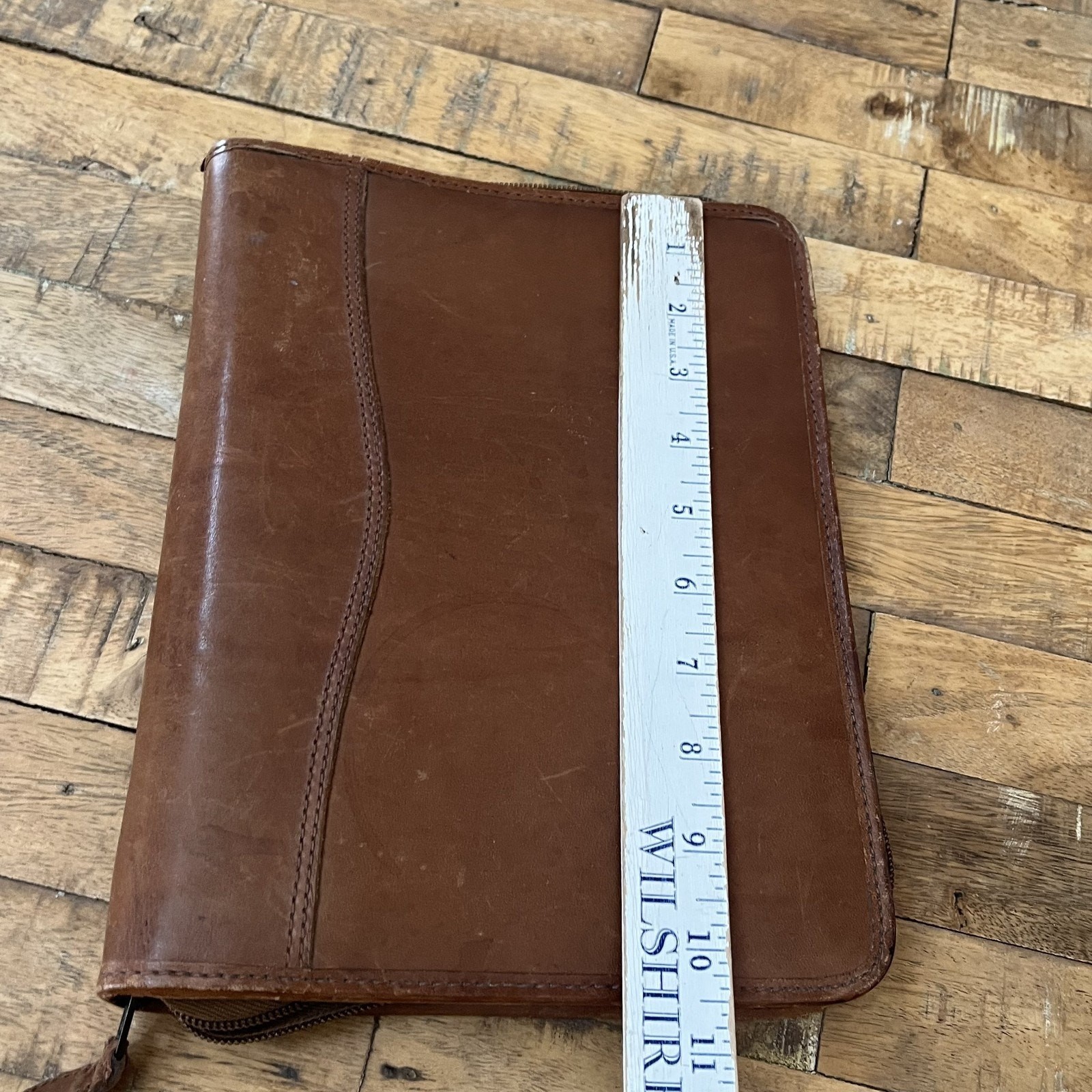 Vintage Day-Timer Genuine Leather Planner 7 Ring Organizer W/Zipper