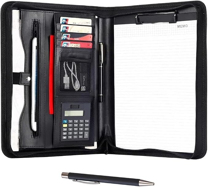 Padfolio for Men Women, Leather Portfolio with Zipper – Professional Interview R